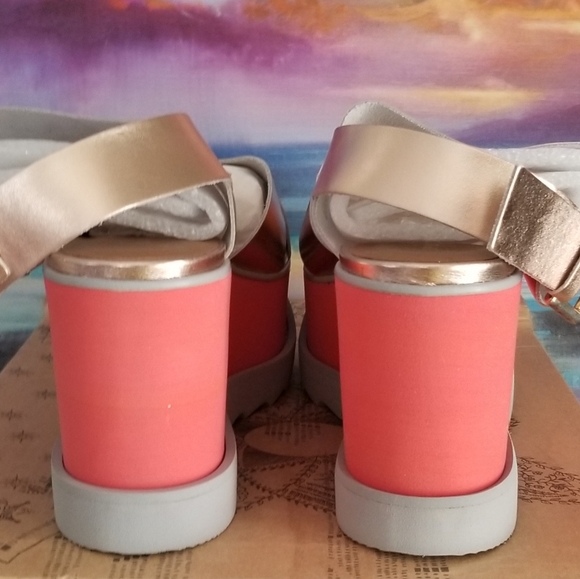 Free People Gold Metallic and Coral Flatform - Picture 4 of 5